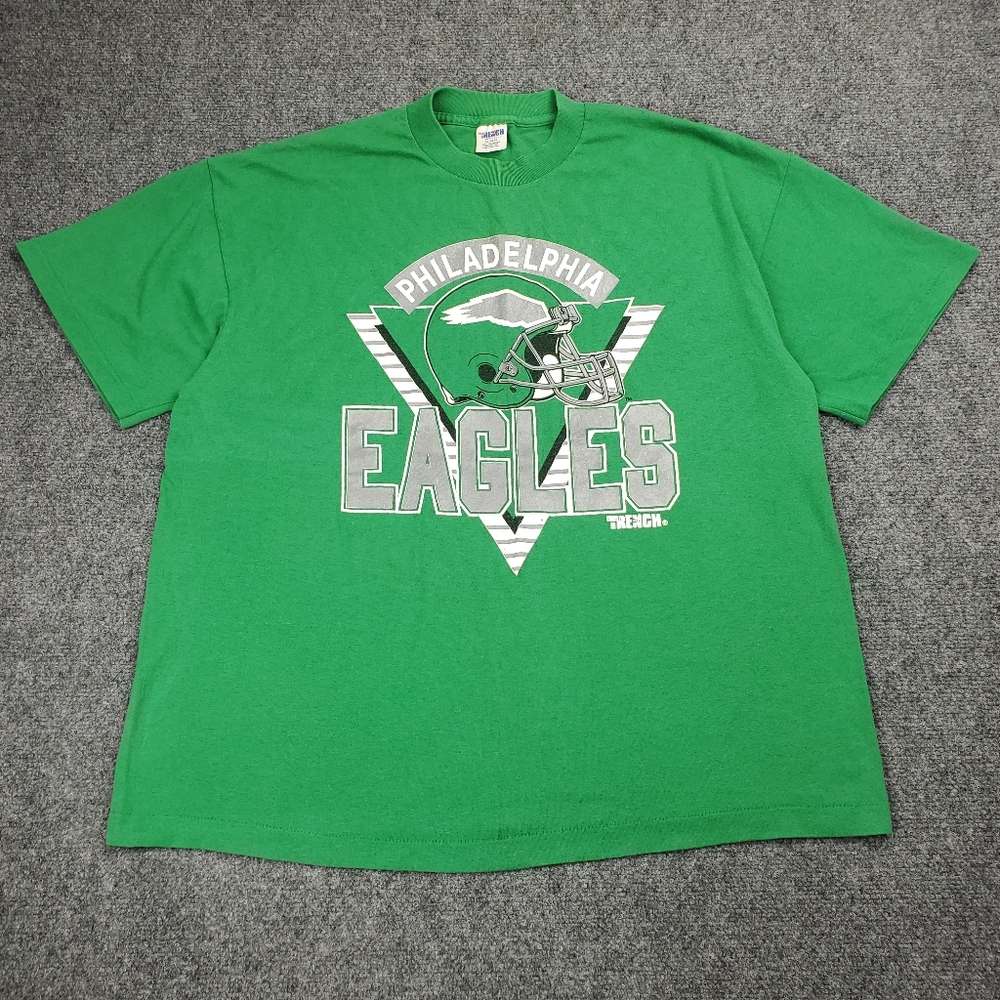 Vintage 80s Philadelphia Eagles T Shirt XL Trench USA Football Helmet Graphic
